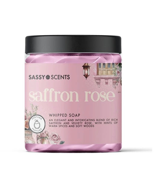 Saffron rose whipped soap