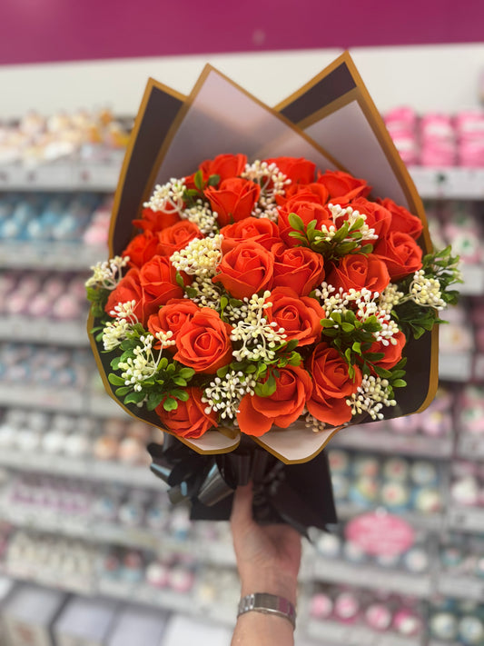 Large red soap flowers