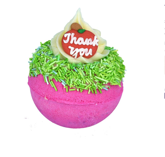 Bath bomb that says thank you