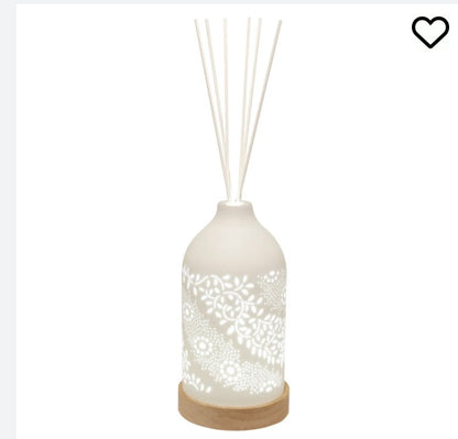 Patterned floral swirl  LED reed diffuser with oil