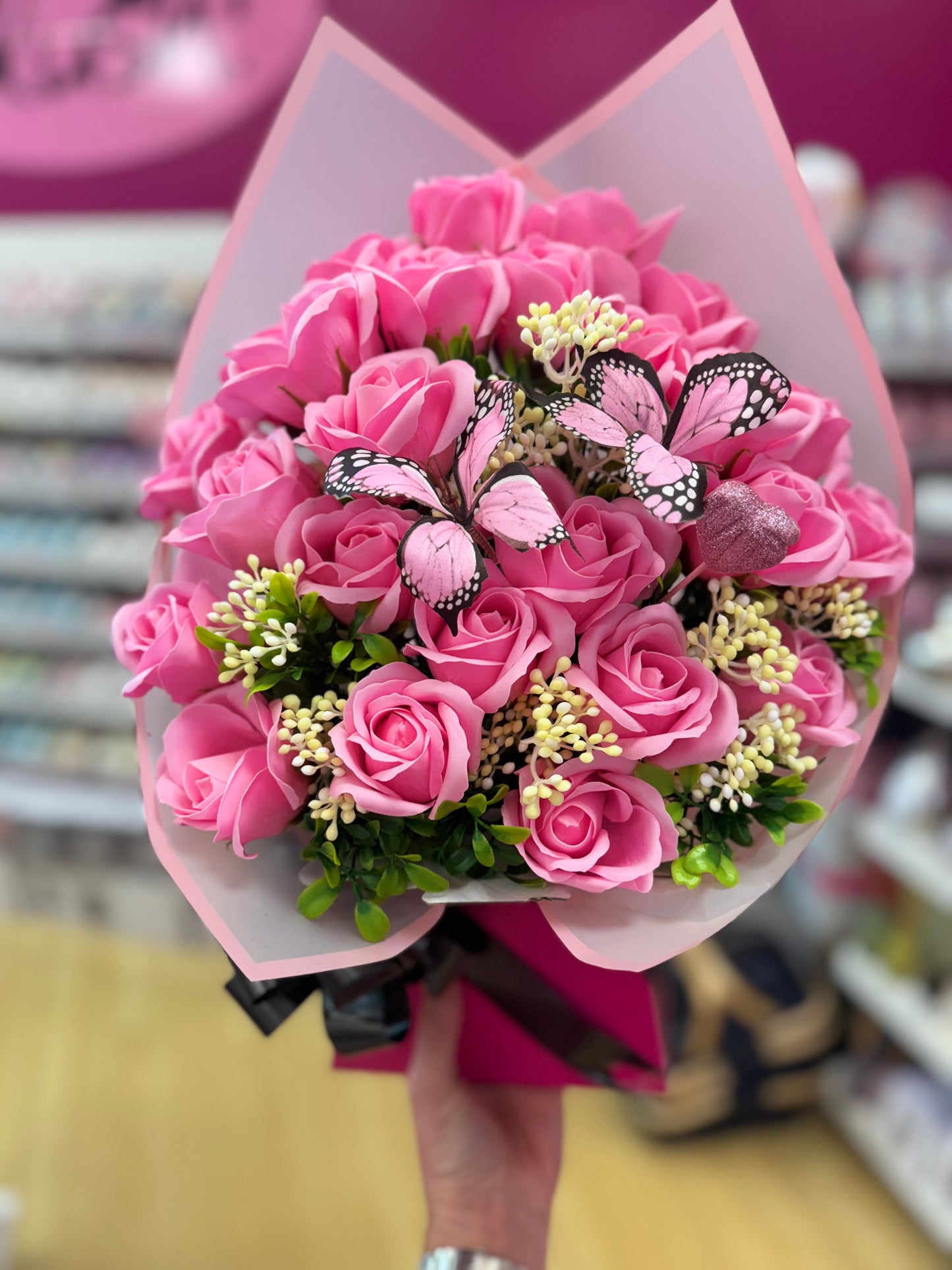 Large soap flowers pink