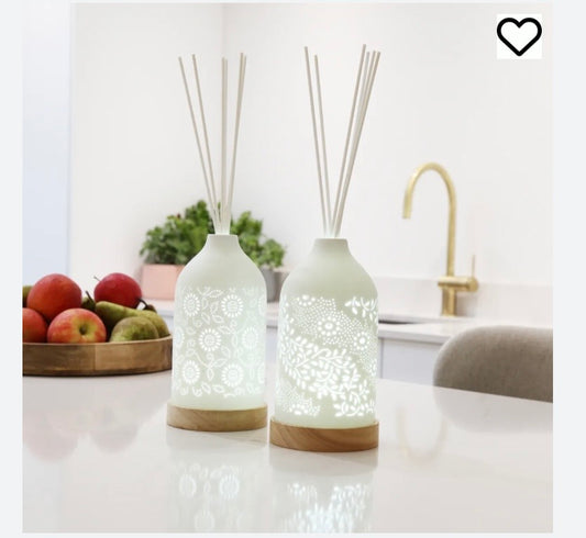 Patterned floral swirl  LED reed diffuser with oil